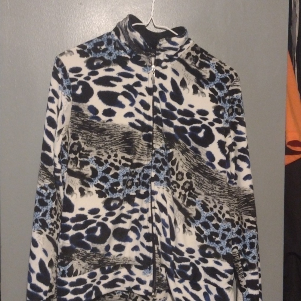 Mirror Image Animal Print Full Zip Stretch w Pockets Jacket Womens Size L